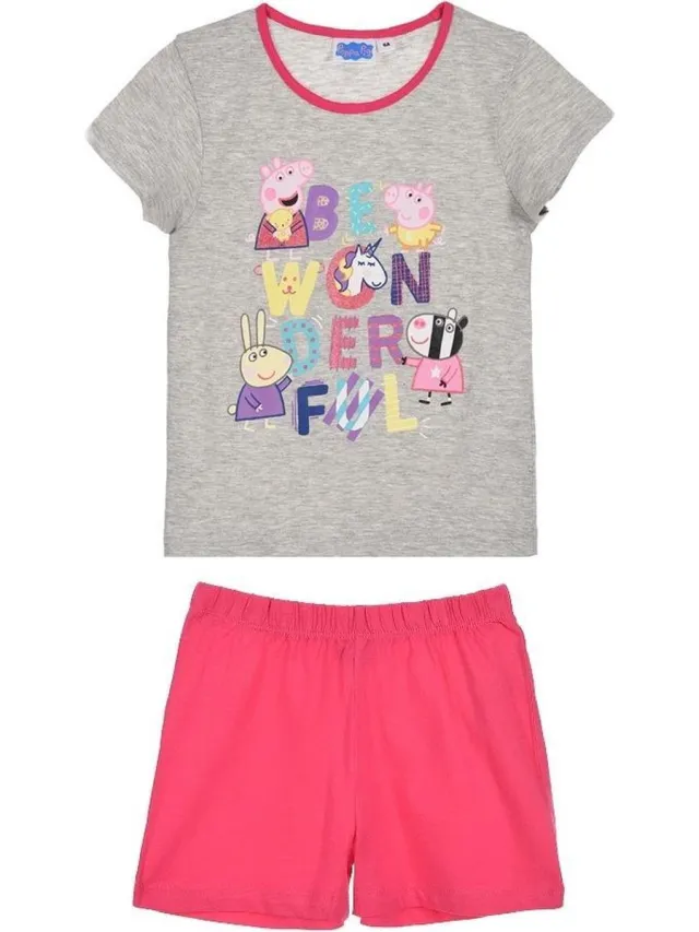 Peppa Pig pyjama korte mouw - grijs - roos - maat 116 / 6 jaar