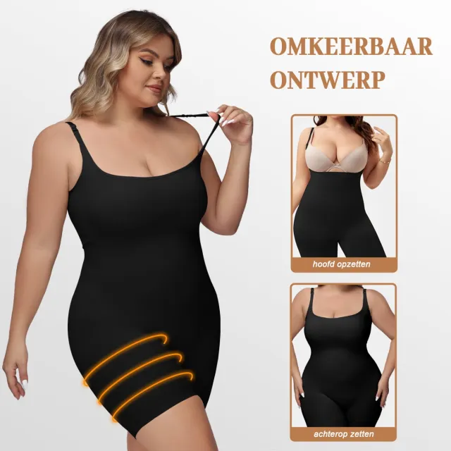 Meethoo Shapewear voor dames in grote maten - Full Bodysuit - Seamless - Shapewear - Corrigerende bodysuit dames- Shaper - Corrigende ondergoed - Butt & Chest Lift - Omkeerbaar-Zwart-4XL