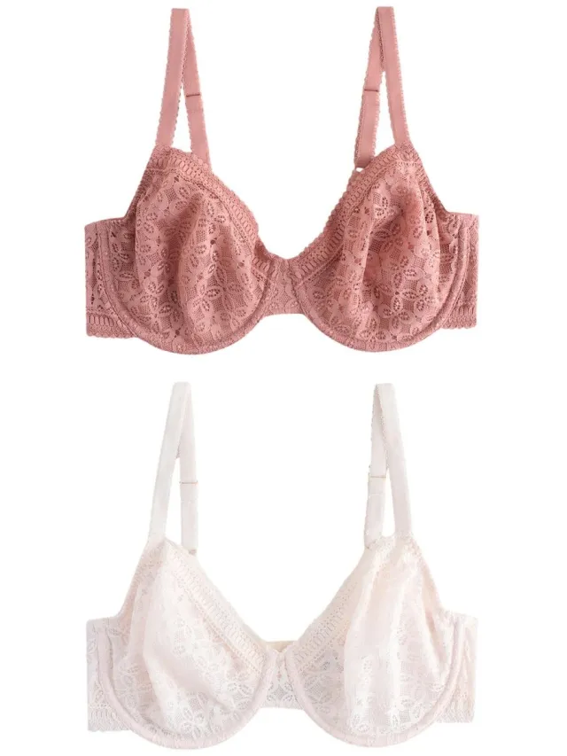Next Dames - Set van 2 DD+ minimizer beha's zonder vulling met volledige cups - Crème Rose/White