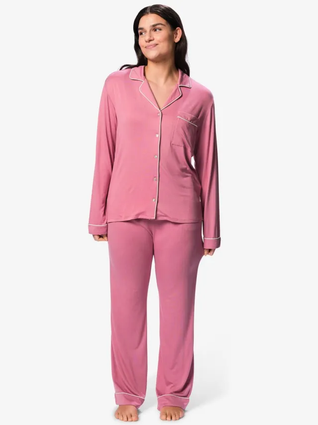 HEMA Damespyjama viscose roze (roze)