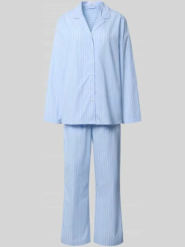 Seidensticker comfort fit pyjama set van puur katoen model 'Classic Long Pyjama Set C' Lichtblauw