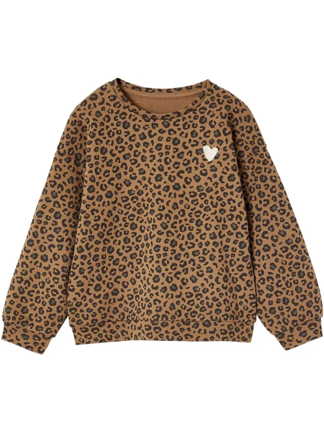 Envie de Fraise Meisjestrui met luipaardprint en hartjesmotief, ENVIE DE FRAISE moeder-dochter-capsulecollectie beige