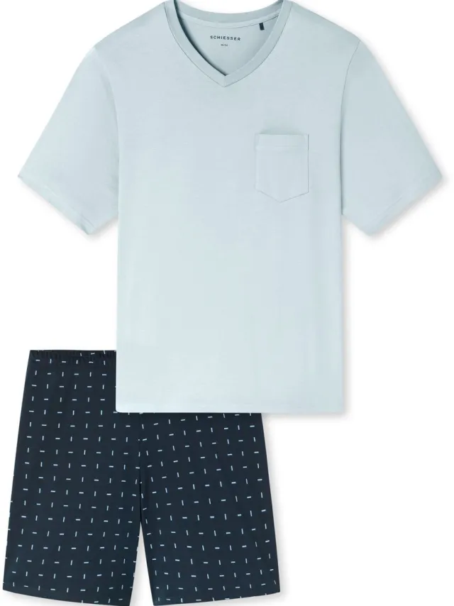 Schiesser Comfort Essentials pyjama lichtblauw