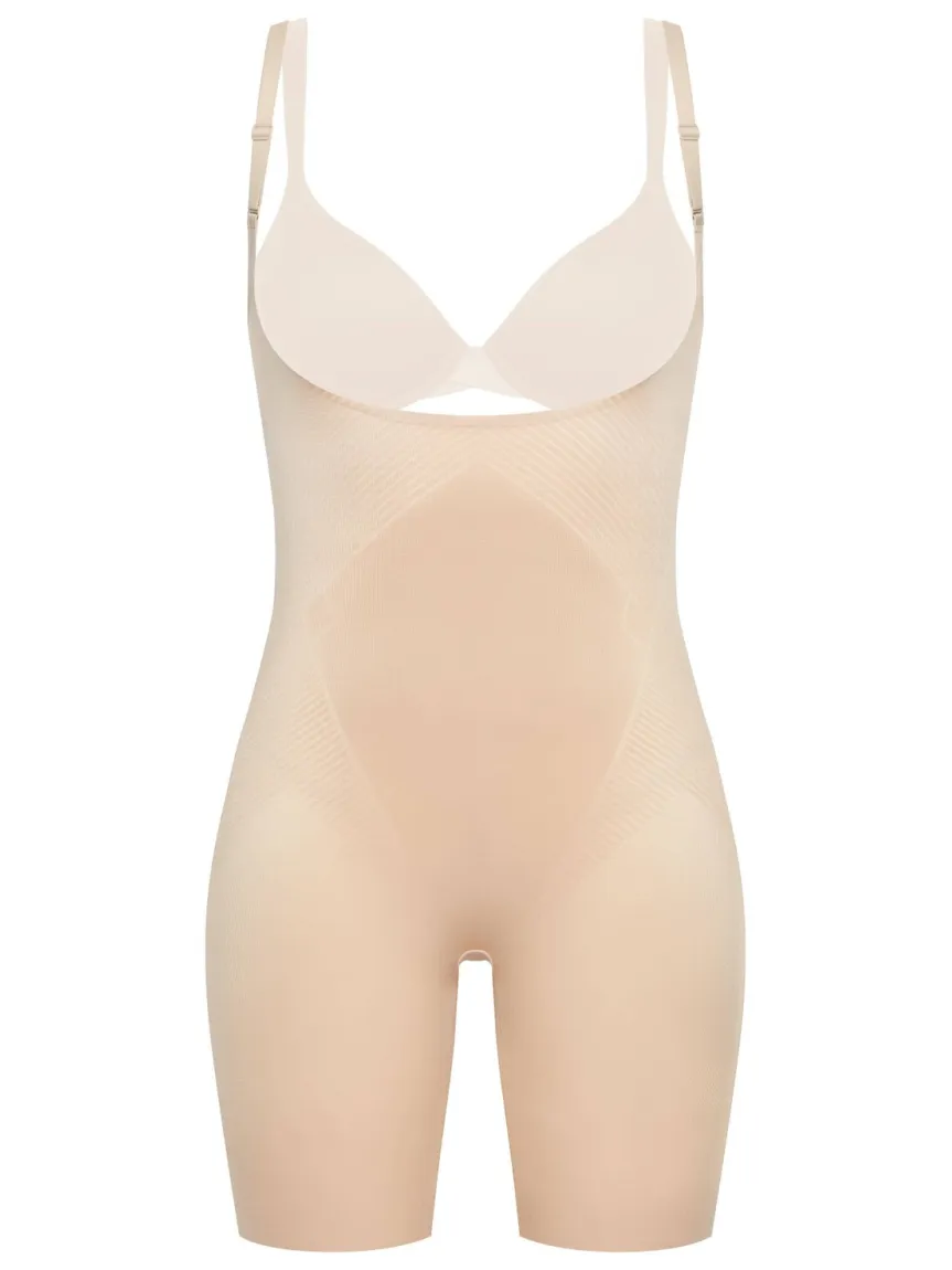 Spanx SPANXshape™ Invisible medium corrigerende Open-Bust Mid-Thigh bodysuit beige, foto 2