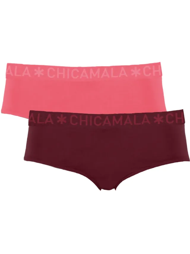 briefs 2-pack roze en bordeaux