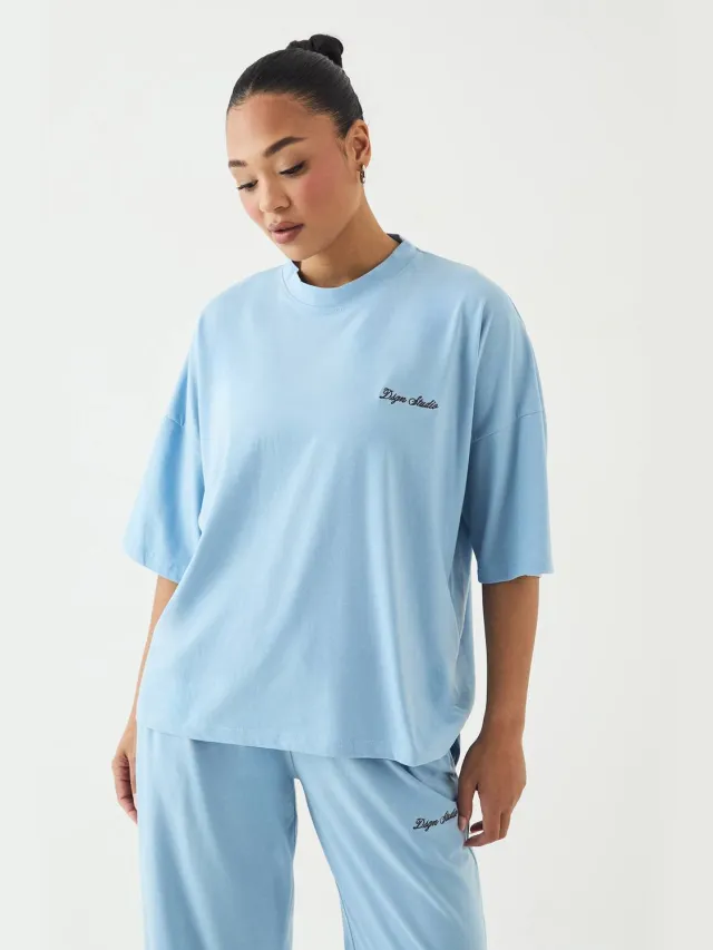 Dames Dsgn Studio Lounge T-shirt Met Korte Mouwen Oversized Superzacht lichtblauw, foto 3