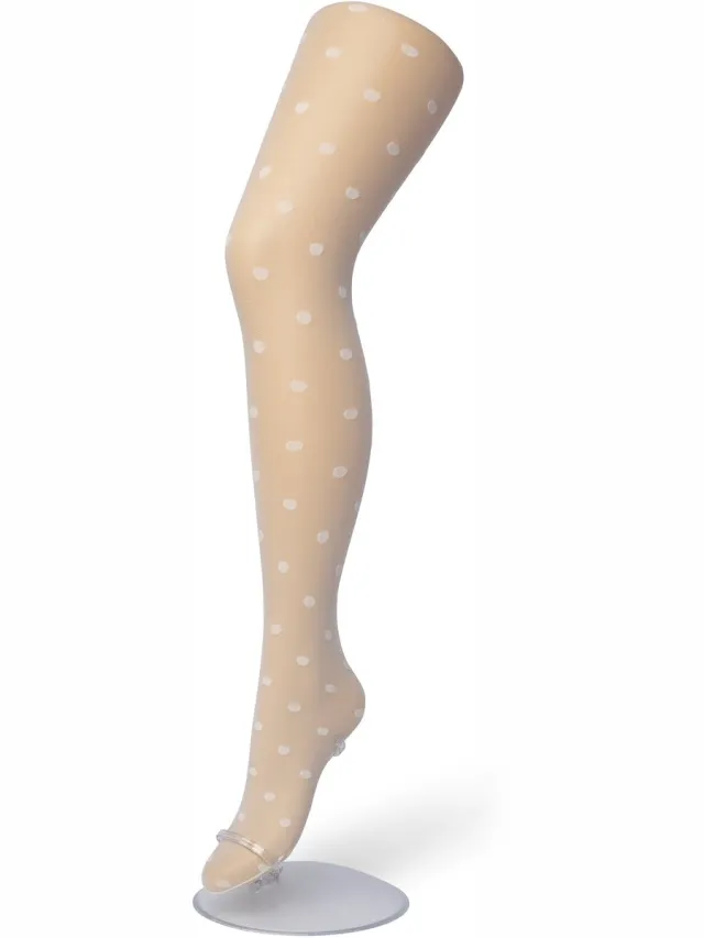 Bonnie Doon Dames Stippen Panty 30 Denier Off White - Chique Panty - Stip Dessin - Brede Boord - Comfort - Stipjes - Gestipte Print - Little Dots Tights - Feestelijk - Gebroken Wit - Ecru - Crème - Ivory - BP201910.250
