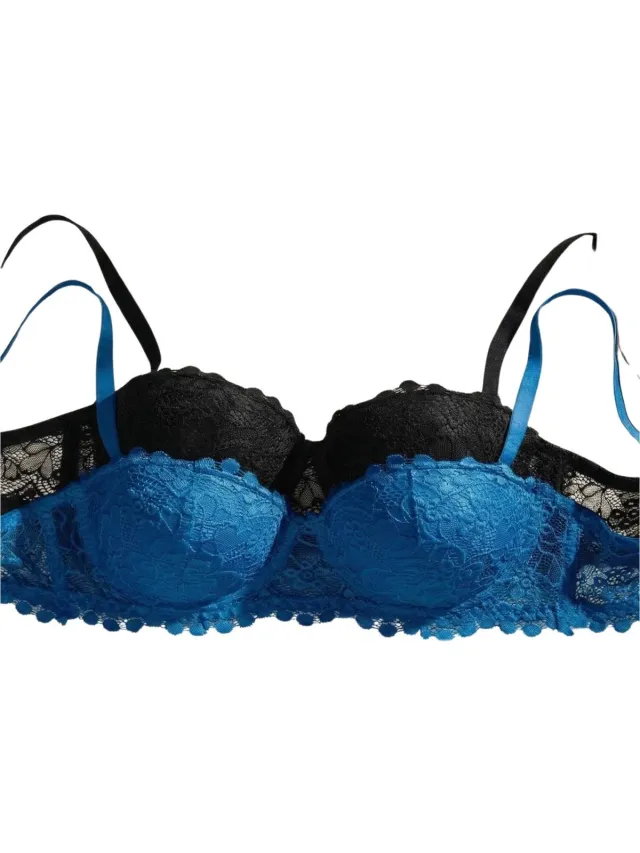 Currero BH Zonder Beugel - Strapless - Zonder Bandjes - Met Voorsluiting - Push-up Bh's - Comfort Beha - Comfortabel - Grote Sluiting - Zwart + Blauw - Cupmaat