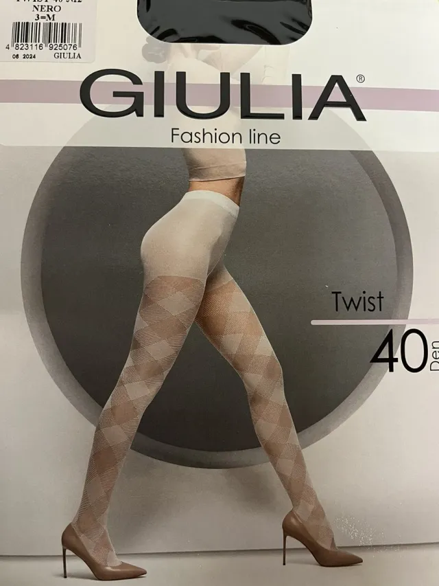 Giulia Twist 40 - Panty - Diamond - met een ruit patroon - 10 denier - Large - Zwart