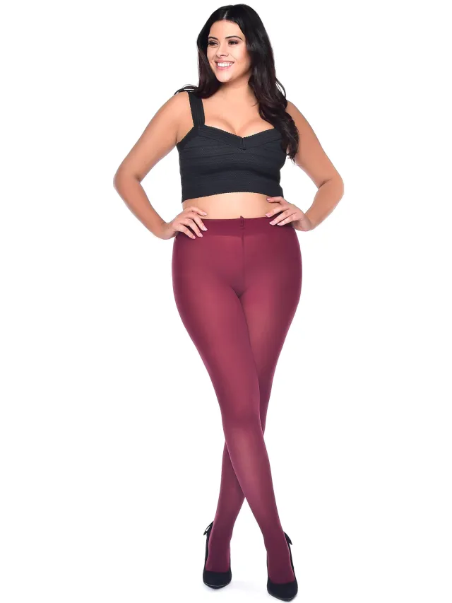 Pamela Mann plus size panty 50 denier donkerrood
