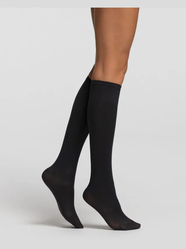 inter socks Pompea knie kous 2-pack 50 DEN - zwarte gambaletto 50 deniers dik - zeer zacht en onzichtbare teen