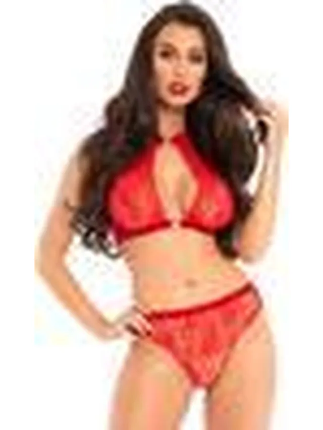 Leg Avenue Halter top & thong panty ["rood"]
