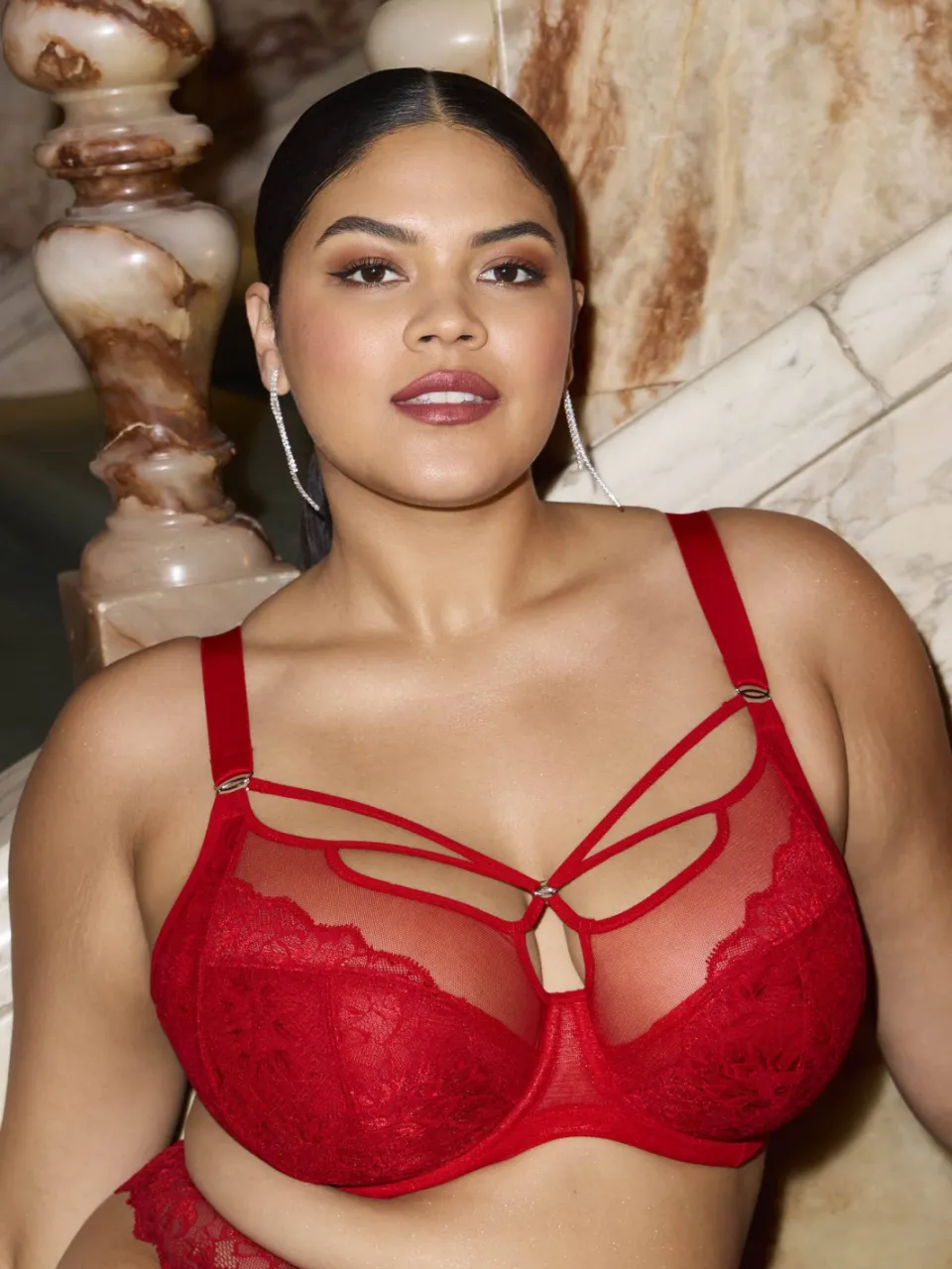 Elomi Brianna niet-voorgevormde plunge beugel-bh rood, foto 5