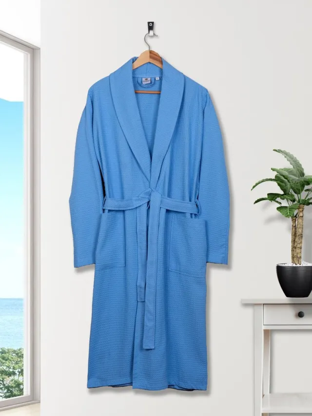 Lubna Home Badjas S-M waffel dessing Zachte Katoen Badjas S-M BLAUW