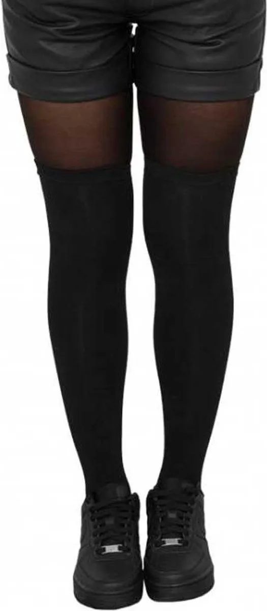 Urban Classics Overknee Socks 2-Pack Dames Kniekousen - EU 36-39 zwart;zwart-grijs