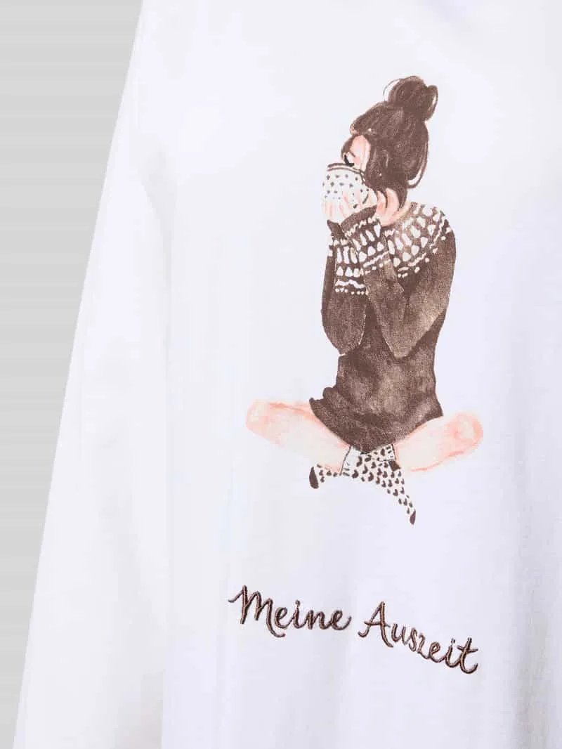 LOUIS & LOUISA Oversized nachthemd van puur katoen model 'Meine Auszeit' wit, foto 3