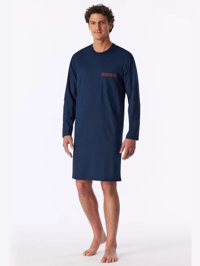 Schiesser Comfort Nightwear nachthemd met lange mouwen - koperkleurig