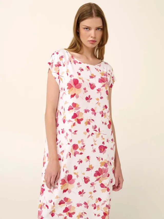 Vamp! Nachthemd Dames Volwassensnen Viscose Tencel Nachtjapon Korte Mouw Adenia 22067/267 40 / Wit