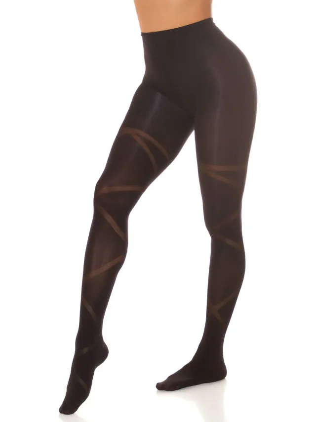 Koucla Panty met geo patroon Zwart