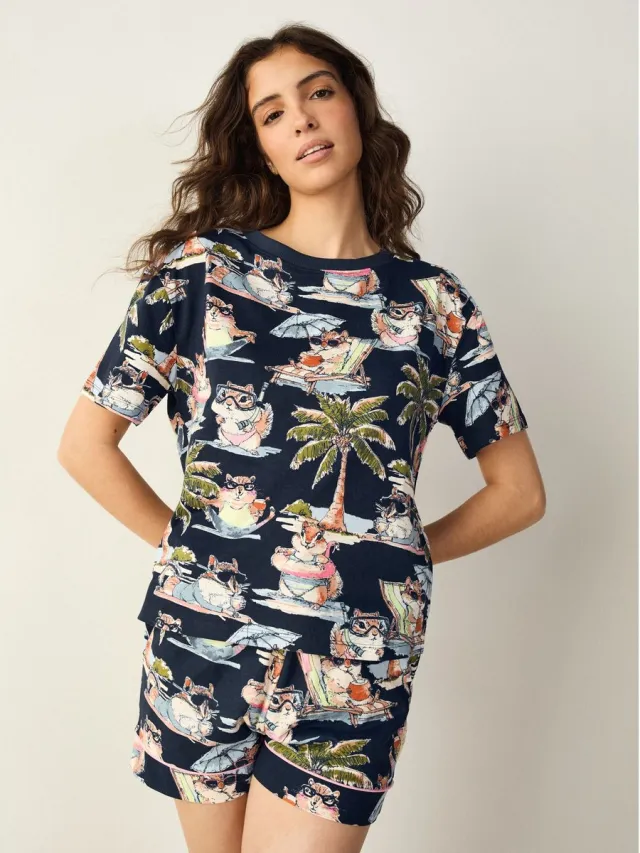 Next Dames - Pyjama met korte mouwen - Blauw Navy Chipmunk