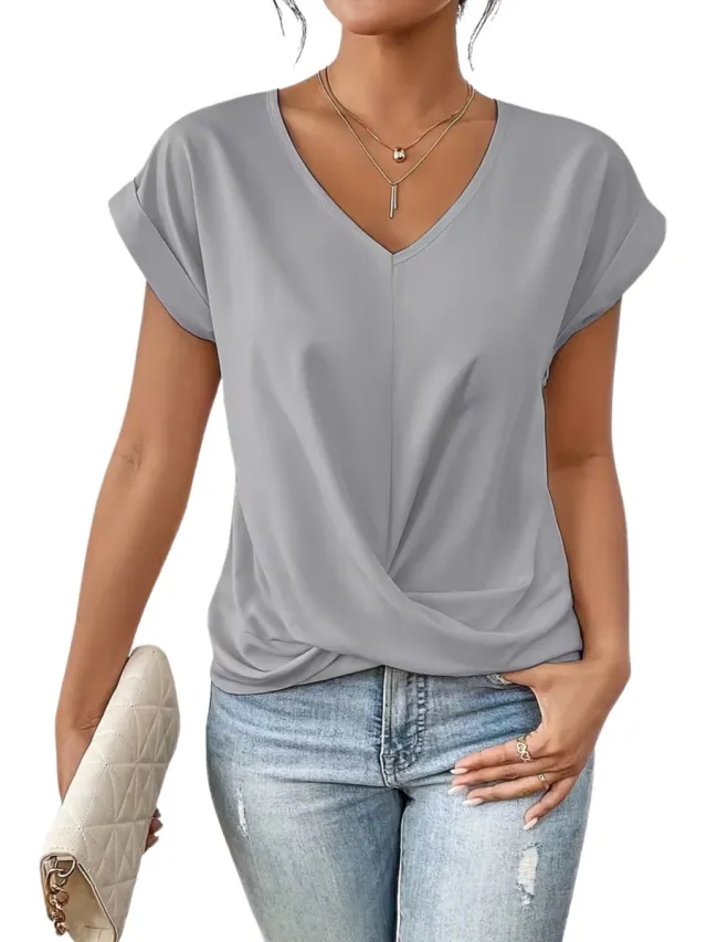 Currero Topje Dames - Top Kleding - Shirt - Blouse - Kort - Volwassen - Grijs