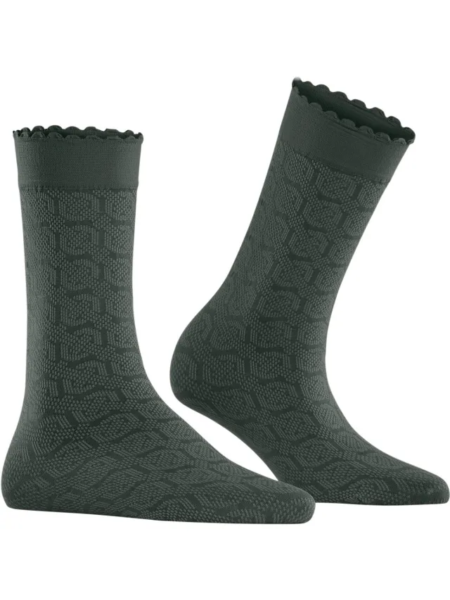 Falke Dames Sokken met Subtiel Patroon - Comfort & Stijl Grijs Flintstone