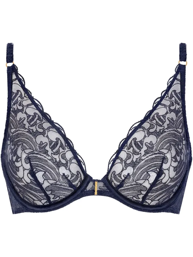 Aubade Satin Memories Triangel Beugel Bh 5CN12 Deep Sea - maat EU 75F / FR Blauw