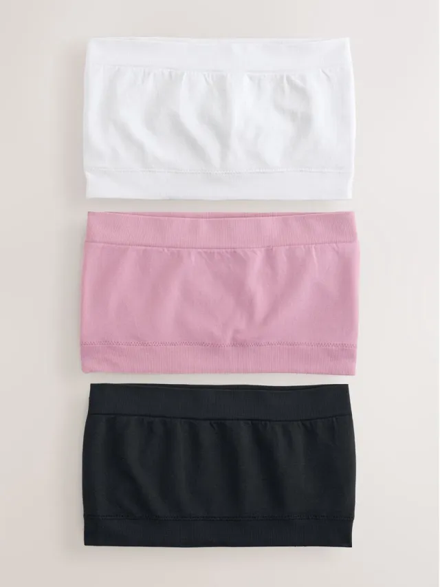Next Dames - Naadloze Ultimate Comfort bandeau-bh’s, set van 3 - Zwart Black/Pink/White