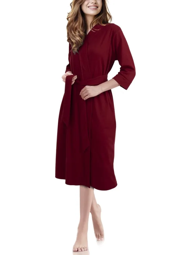 Ibenzoa Ultrazachte en Comfortabele Damesbadjas voor Ontspanning en Luxe rood