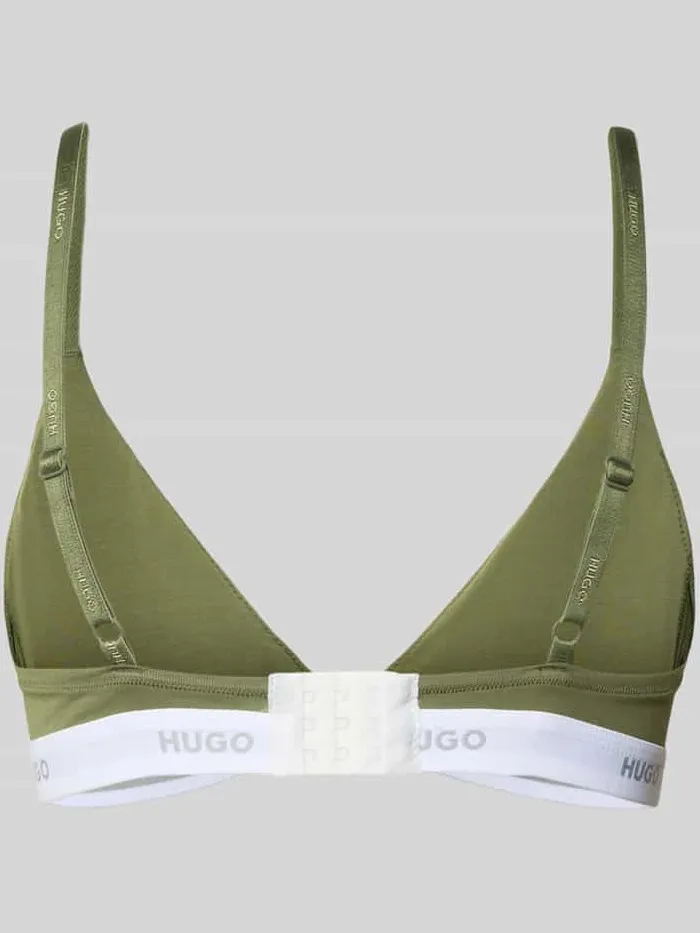 Bralette van katoenmix model 'HUGO ID TRIANGLE' olijfgroen, foto 2