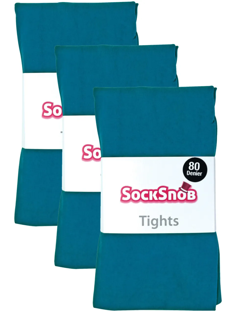 Sock Snob 3 paar dames gekleurde ondoorzichtige 80 denier panty's - Groenblauw, foto 2
