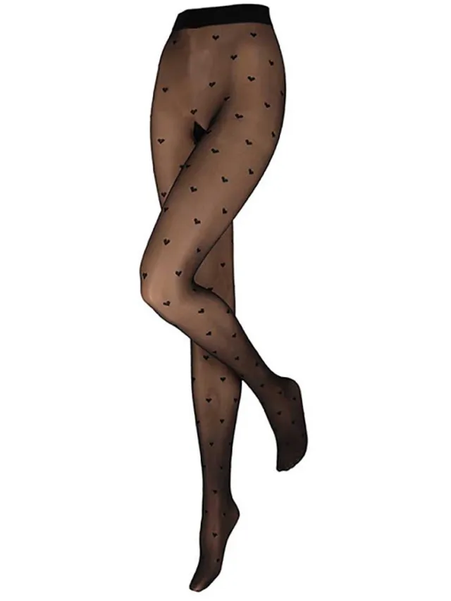 Sarlini Panty met hartjes - zwart - 40 Den
