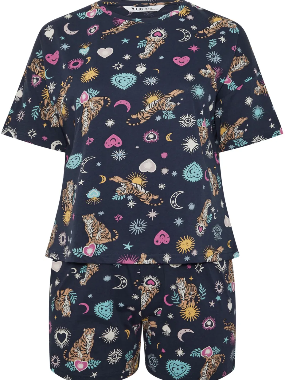 Yours Marineblauwe Pyjamaset Met Korte Mouwen En Sterrenprint-60, foto 3