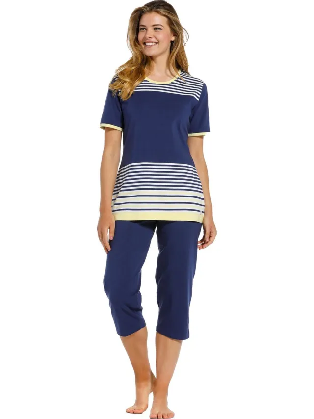 Pastunette dames shortama 3/4 broek Monica - 58 - Blauw