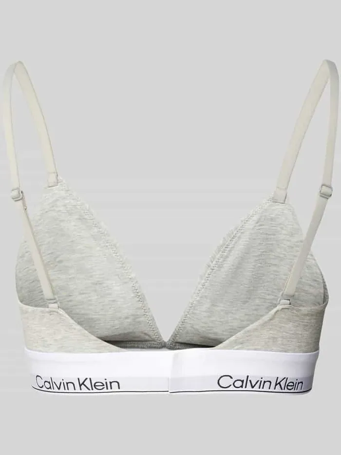 Calvin Klein Triangelbeha met logo in band en spaghettibandjes lichtgrijs, foto 2
