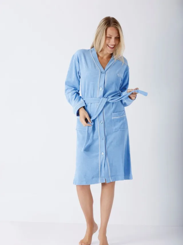 Hajo Blauwe dames badjas Hajo - Blauw - Maat - 48/50