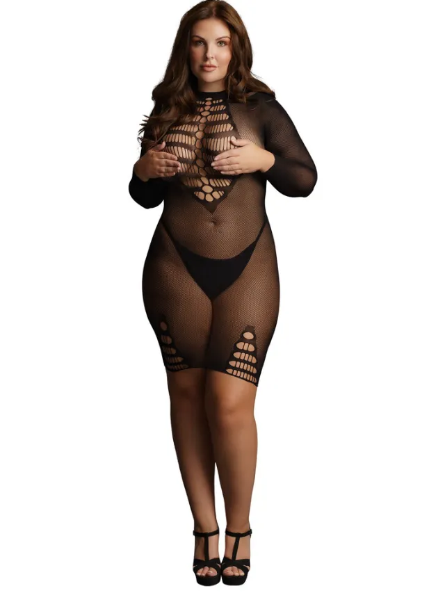 Le Désir by Shots Langemouw Fishnet Jurk - Plus Size