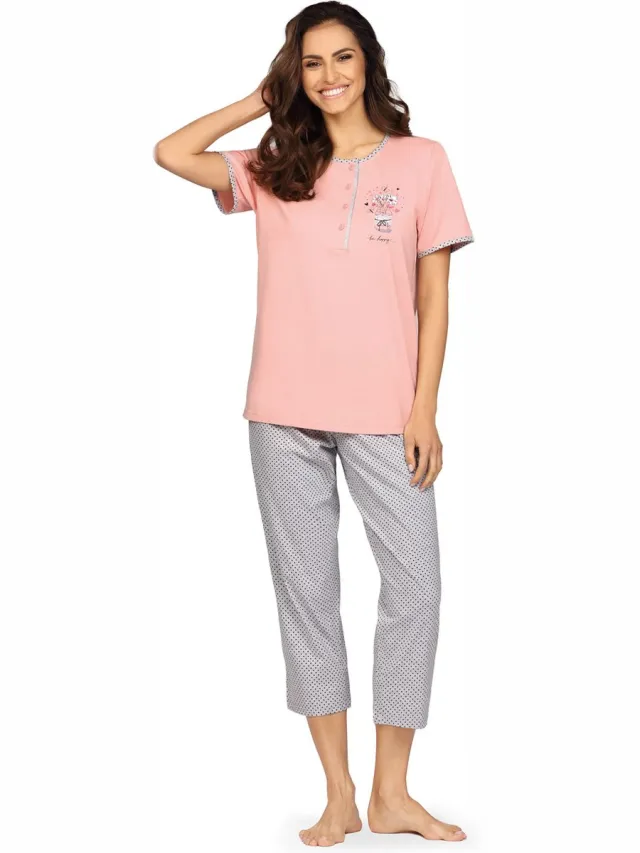 Comtessa Dames Pyjama 'Be Happy' Poederrose