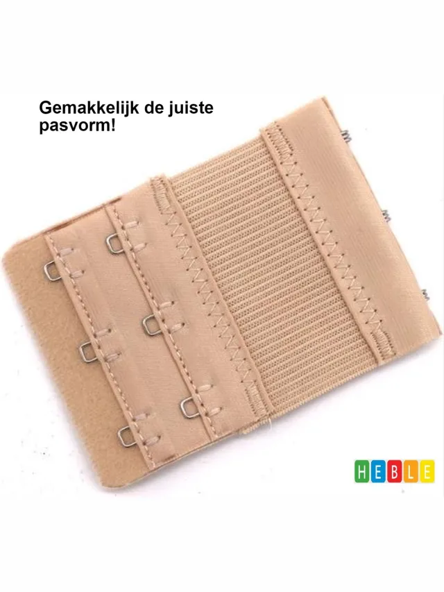 Heble® *** 3x Verlengstukje voor BH - 3-Pack Beige - BH verlengstuk - 3Haaks - Multipack Verlengstuk - BH verbreden - van Heble® *** 3 haaks Beige met elastiek