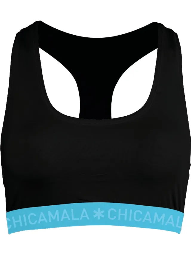 Muchachomalo Chicamala – Dames Racerback - BH zonder beugel – Dames Ondergoed – Lingerie - Sport BH – Kleding - 95% Katoen – Dames kleding Zwart