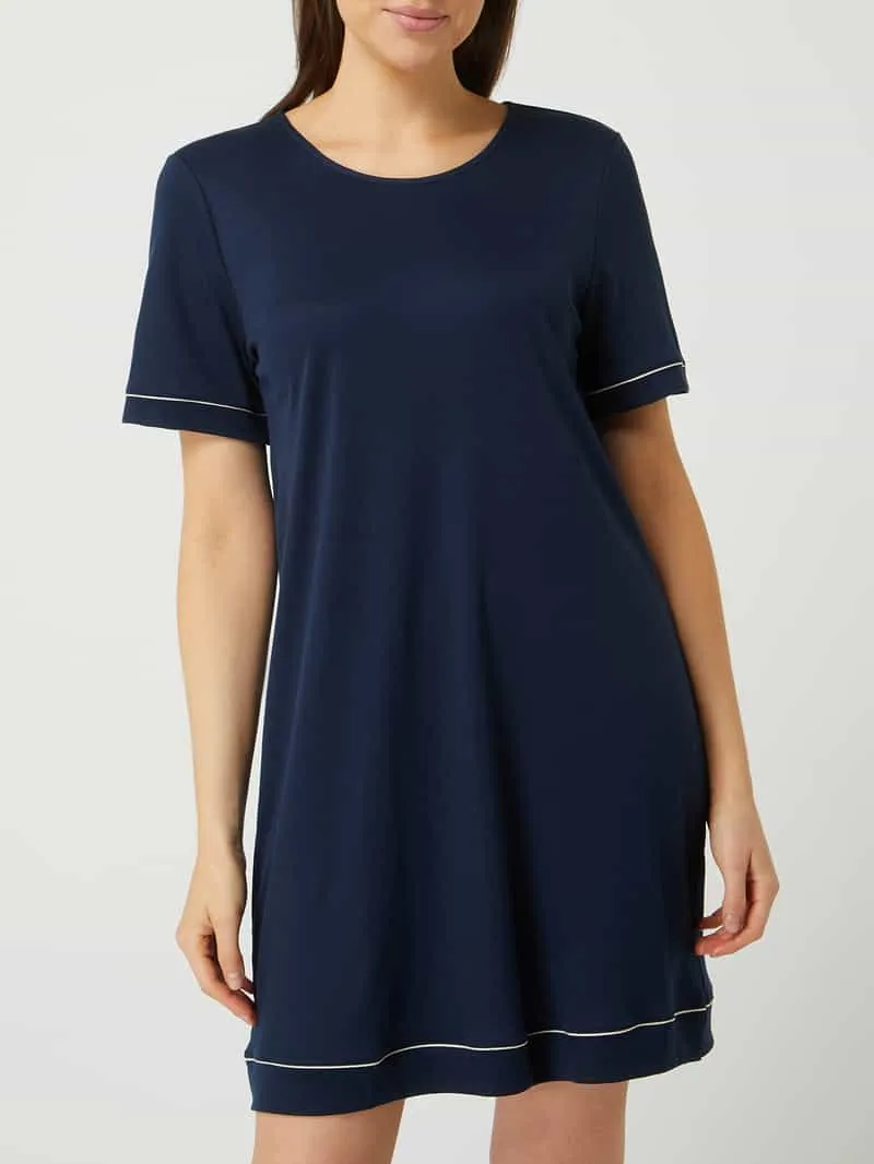 Hanro Nachthemd van lyocell, model 'Natural Comfort' Donkerblauw