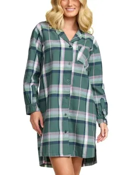 Damella Flannel Nightshirt Groen,Versch.kleure/Patroon,Rood