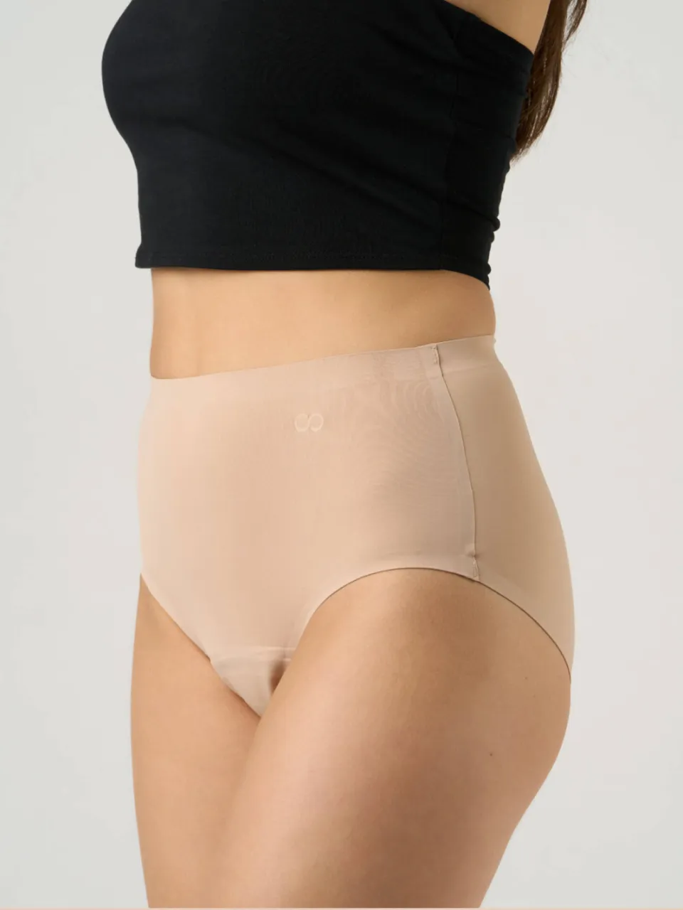 Moodies Undies medium/sterk absorberende seamless high waist menstruatieslip beige, foto 8