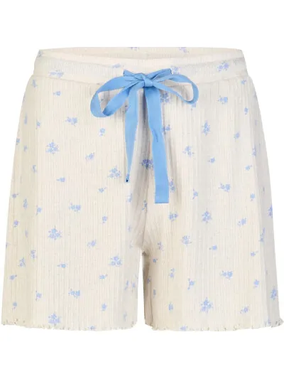 By Louise Dames korte pyjama set shortama lichtblauw/wit gebloemd, foto 2