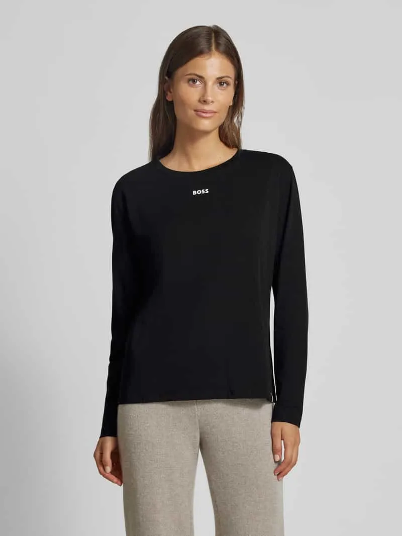 Boss Shirt met lange mouwen en labelprint Zwart