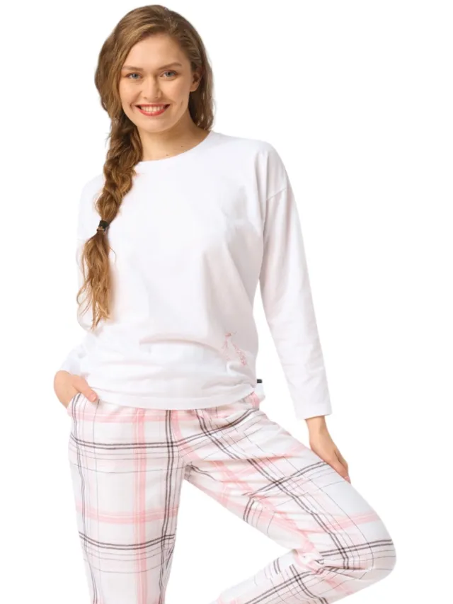 Key Flanellen Pyjama Dames Roze Ruit LNS 416 36 /