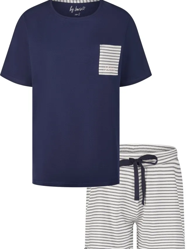 By Louise Dames Korte Pyjama Set Shortama Blauw