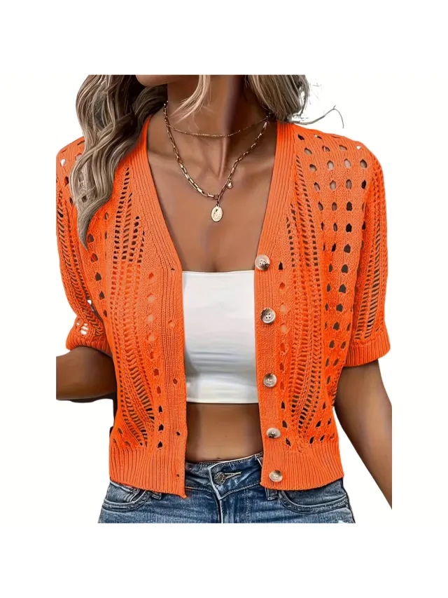 Currero Topje Dames - Top Kleding - Shirt - Blouse - Kort - Volwassen - Oranjerood