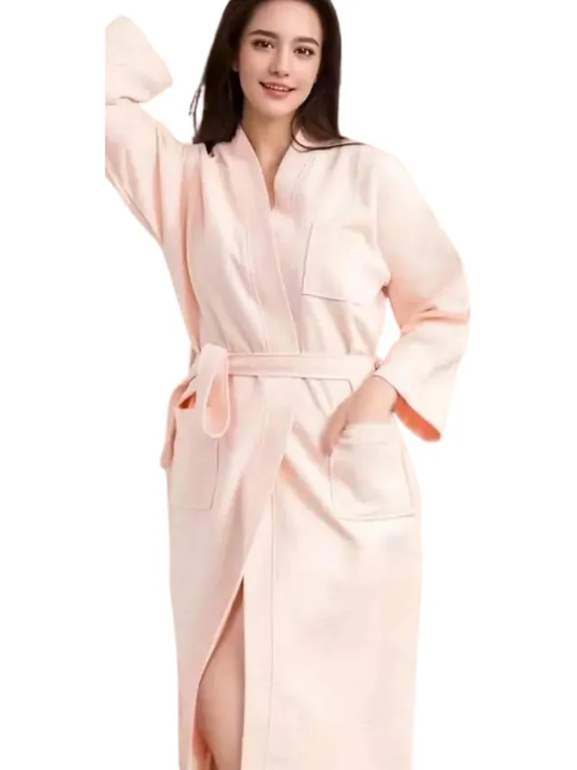 Bovista Badjas Dames - Fleece - Katoen - Badstof - Sauna - Hamam - Wafel - Bathrobe - Duster - Ochtendjas - Spa - Kimono - Roze