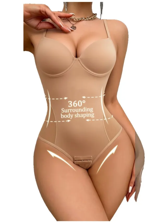 Currero Bodysuit Dames - Shapewear - Bodystocking - Corrigerende Body - Ingebouwde BH - Vormgevend & Afslankend Effect - Abrikoos